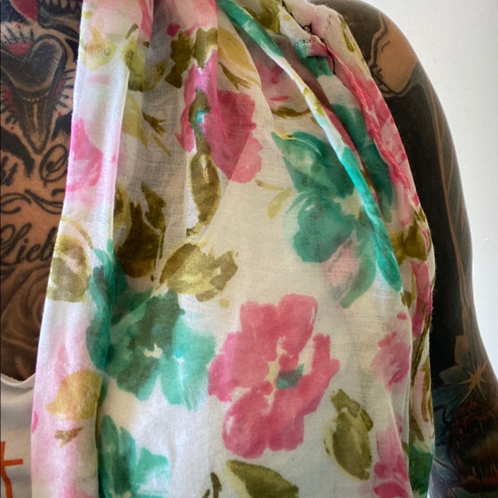 Boho multicolor floral scarf